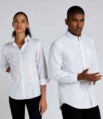 Kustom Kit Ladies Long Sleeve Tailored Workwear Oxford Shirt